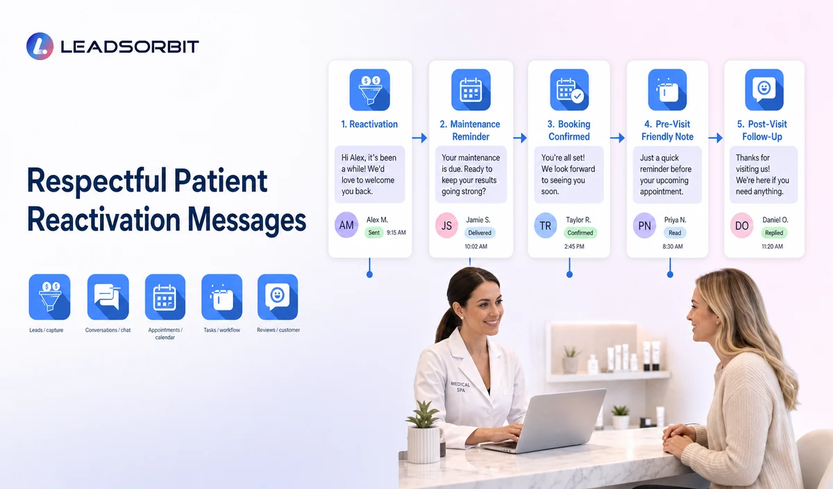 Show general reactivation, approved maintenance, booking, and final messages