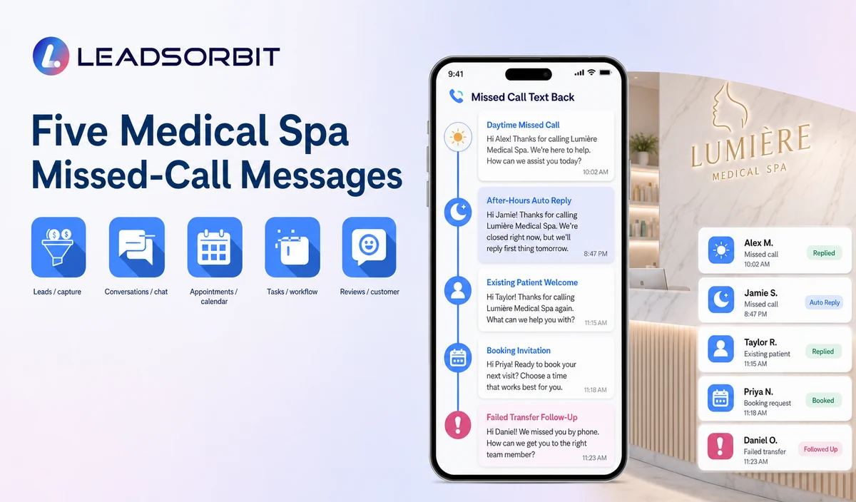 Show daytime, after-hours, existing-patient, booking, and failed-transfer messages