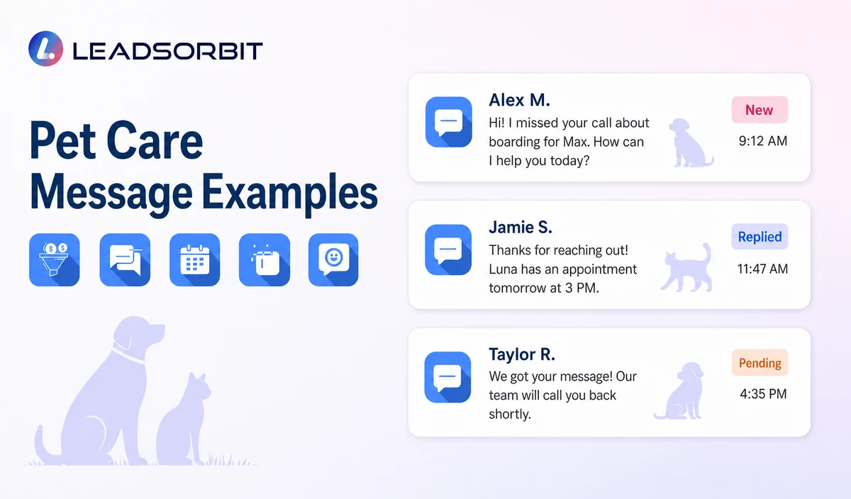 Show three short, readable administrative message examples