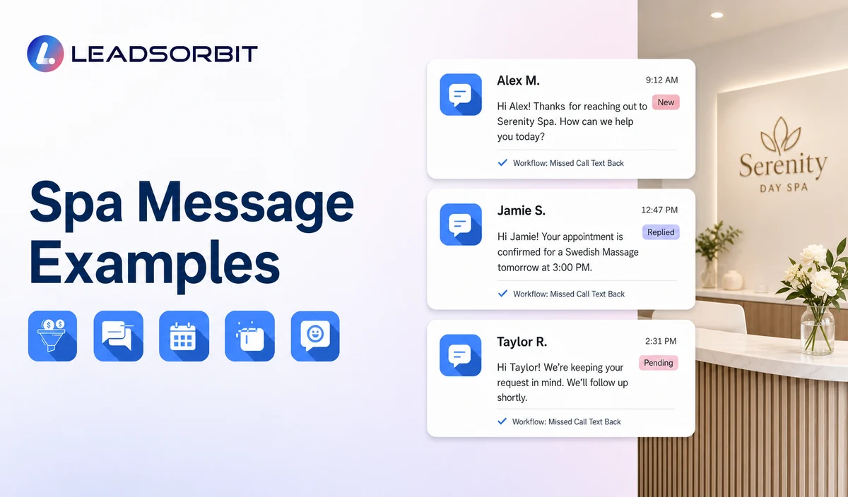Show three short, readable administrative message examples