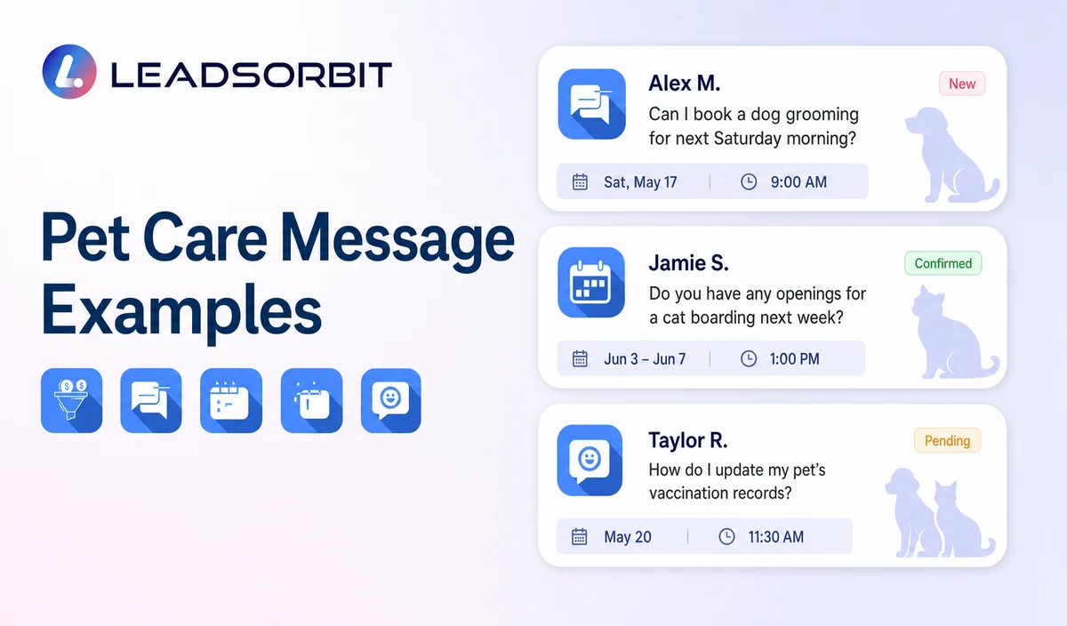 Show three short, readable administrative message examples