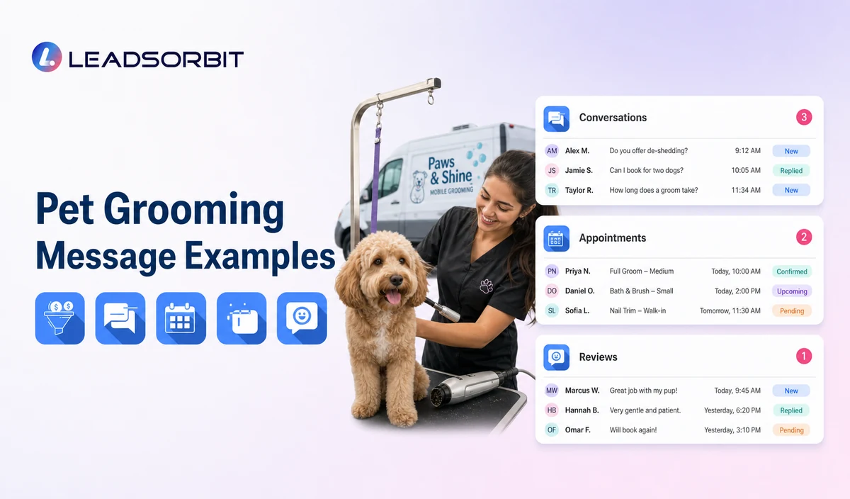 Show three short, readable administrative message examples