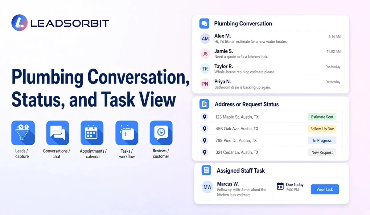Show sanitized conversation context, address or request status, and the assigned staff task