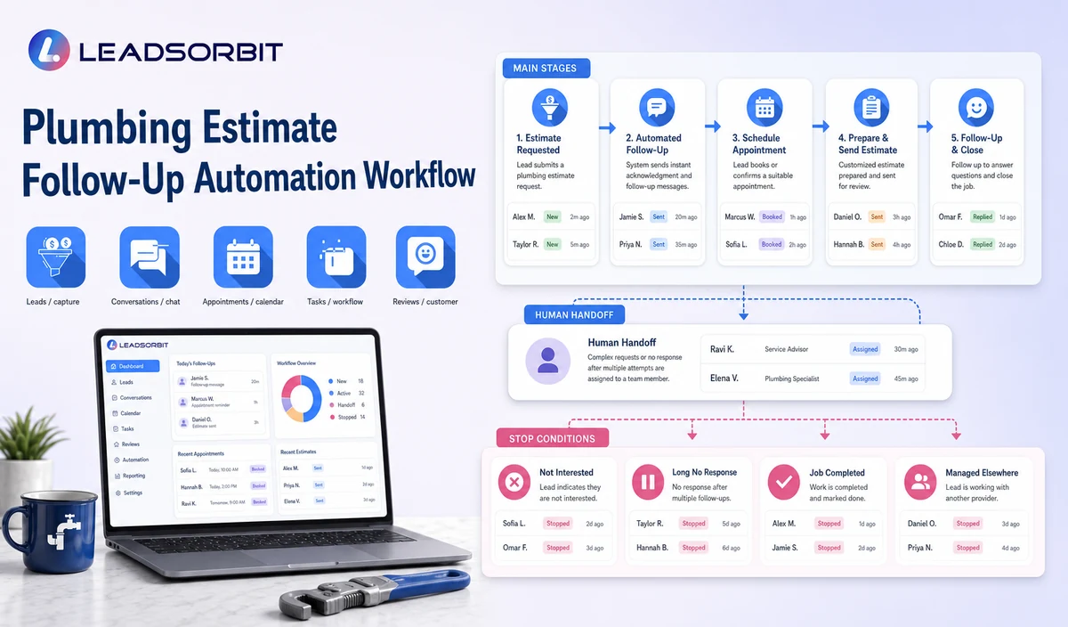 Visualize the main stages, human handoff, and stop conditions