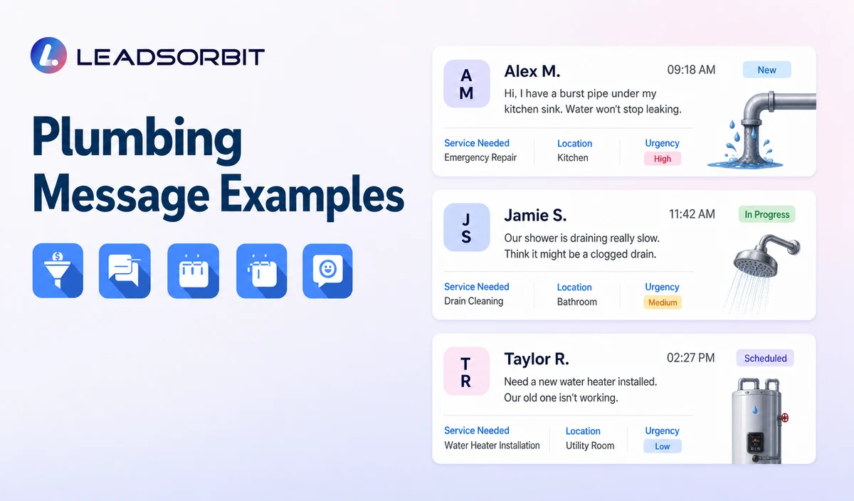Show three short, readable administrative message examples