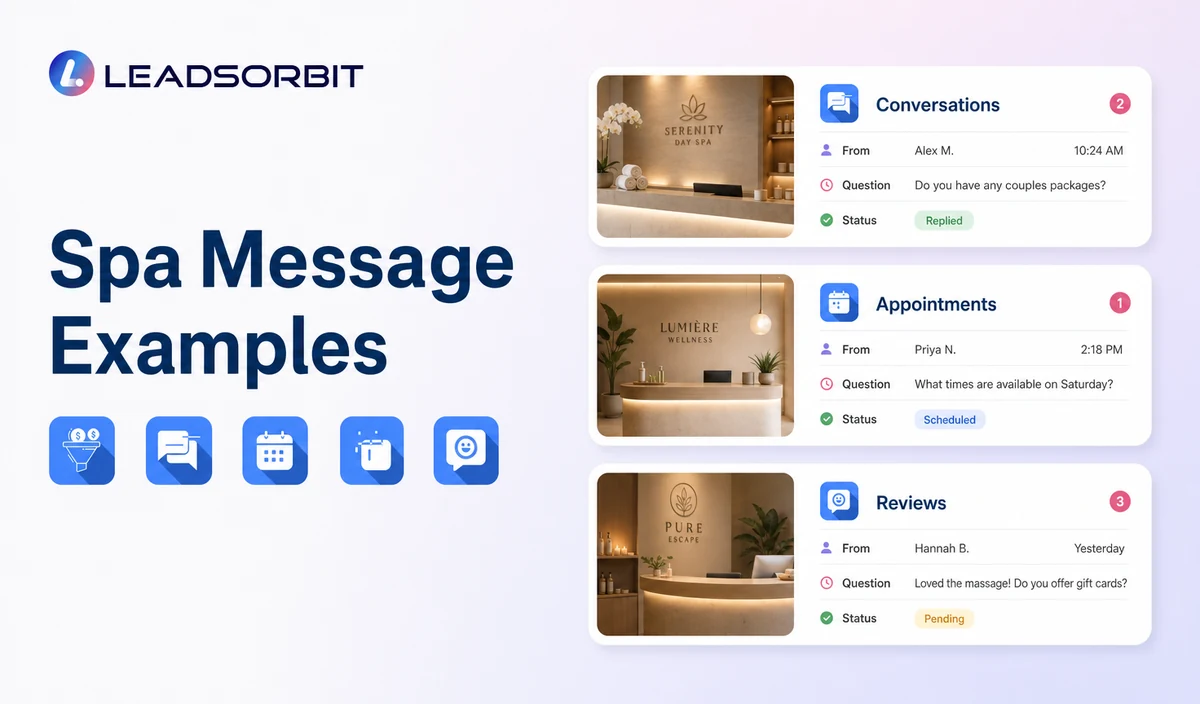 Show three short, readable administrative message examples
