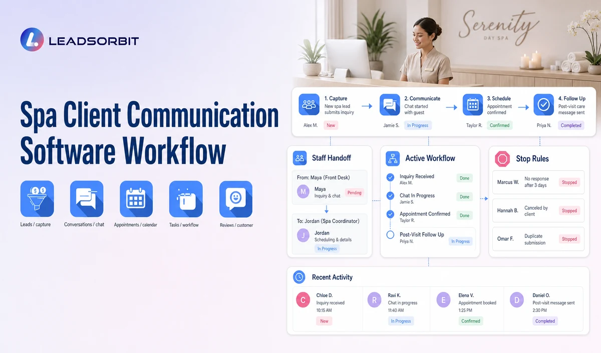 Visualize the main workflow stages, staff handoff, and stop rules
