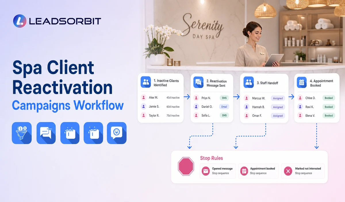 Visualize the main workflow stages, staff handoff, and stop rules